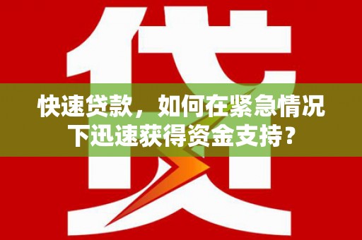 丁青快速贷款，如何在紧急情况下迅速获得资金支持？